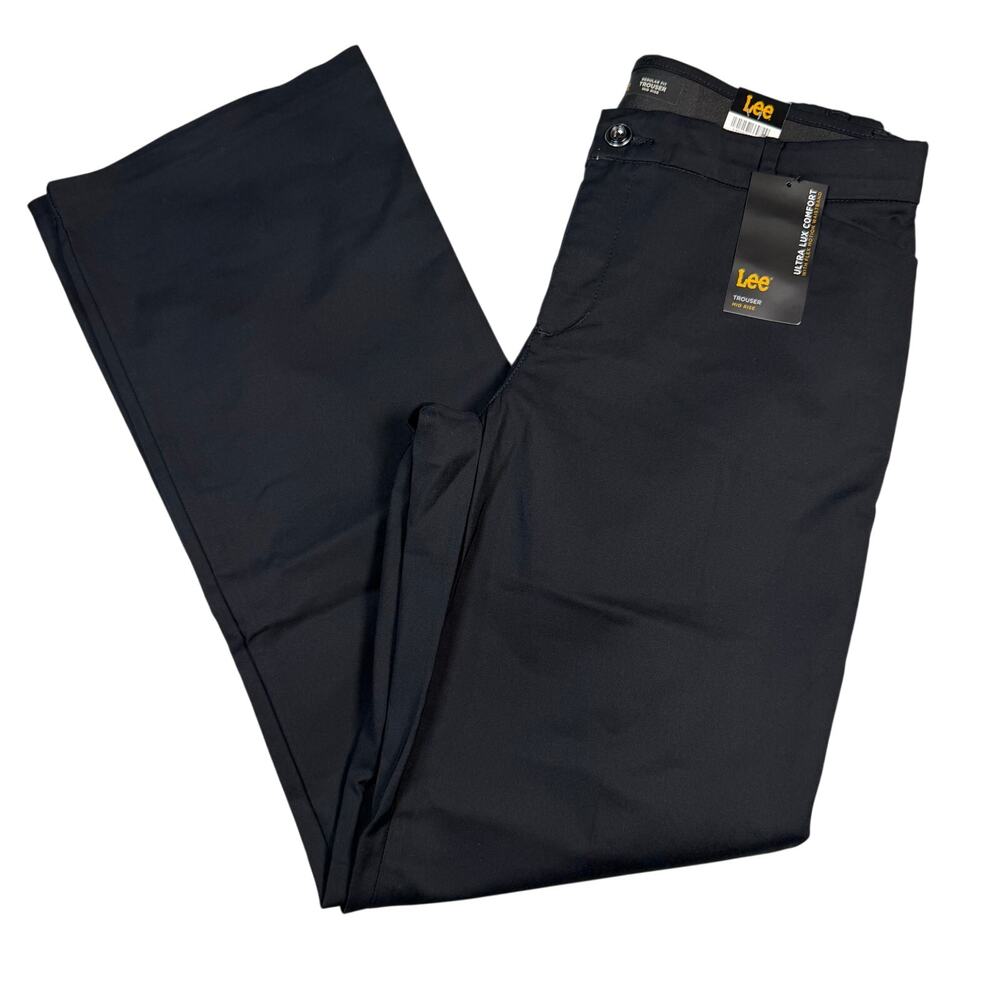 Lee Ultra Lux Flex-Motion Trouser Pants Women's 12 Long Black Regular Fit NWT